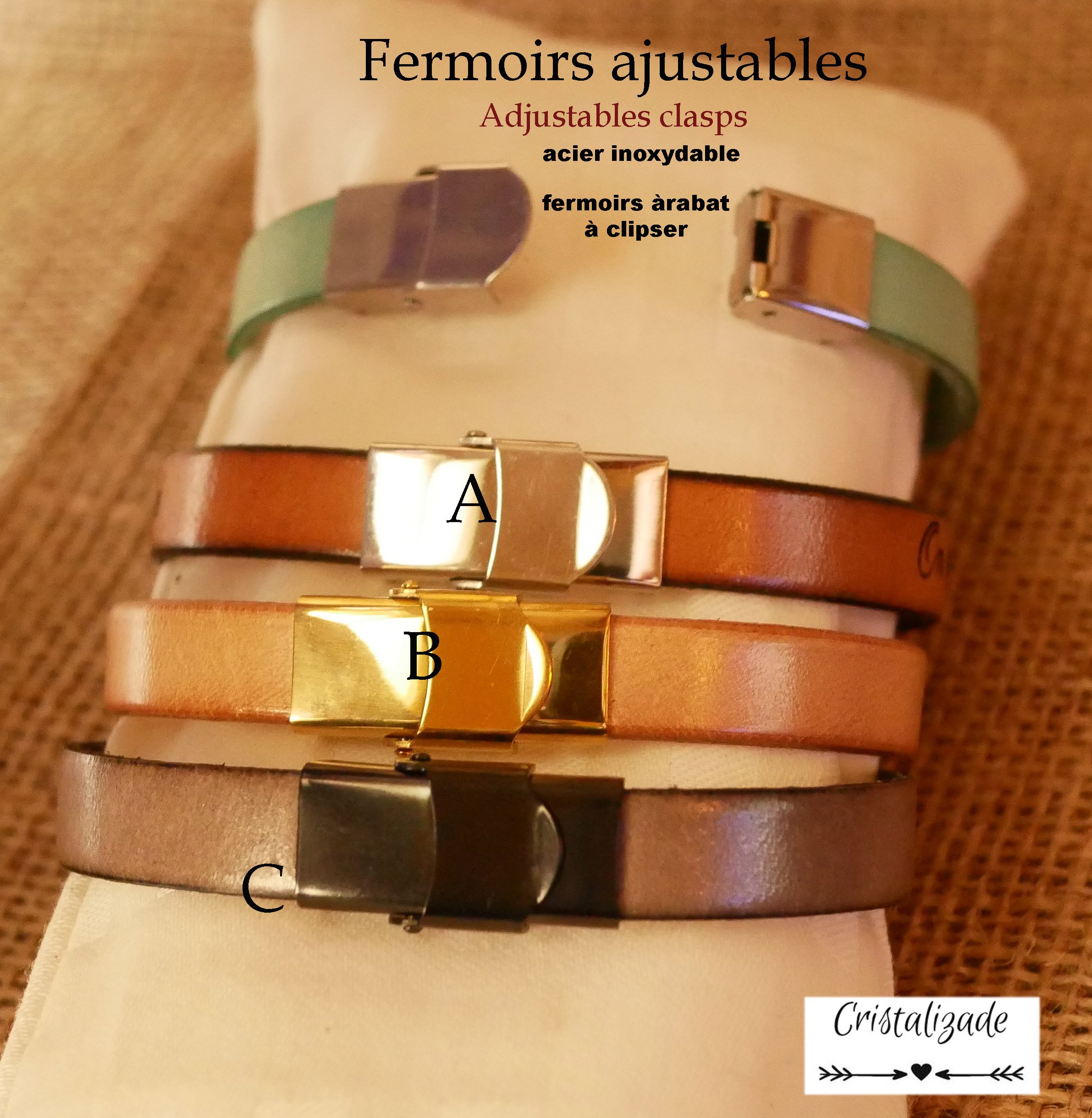 Men's bracelet in leather duo customizable by engraving