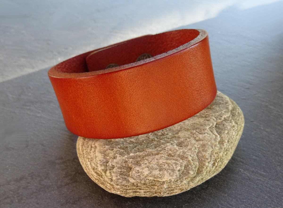 Custom engraved Camel leather cuff bracelet