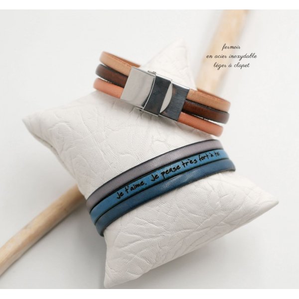 Cuff bracelet trio of leather to customize 