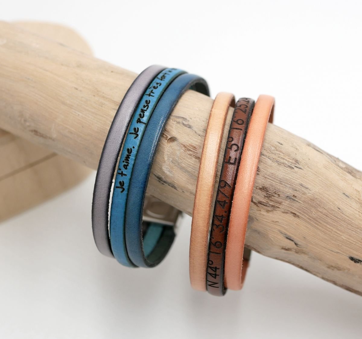 Cuff bracelet trio of leather to customize 