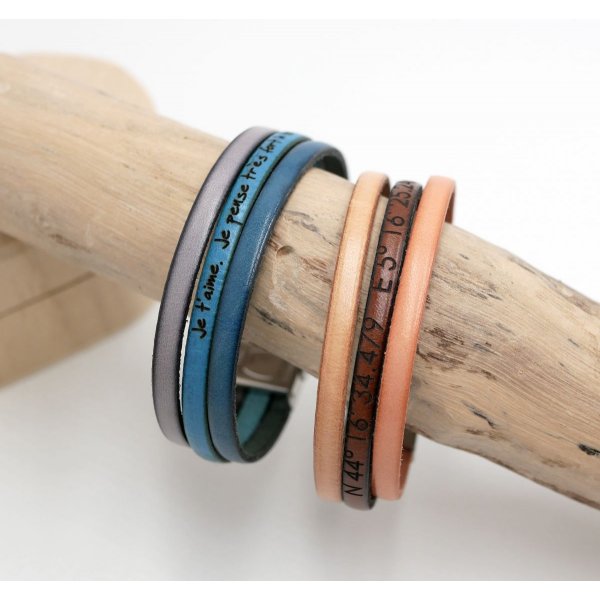Cuff bracelet trio of leather to customize 