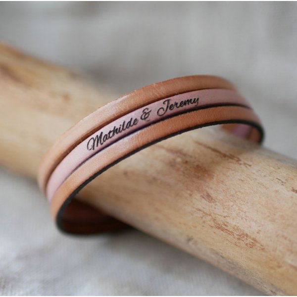Cuff bracelet trio of leather to customize 