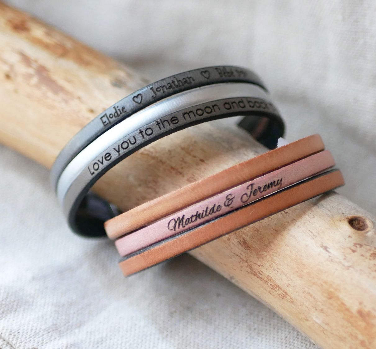 Cuff bracelet trio of leather to customize 