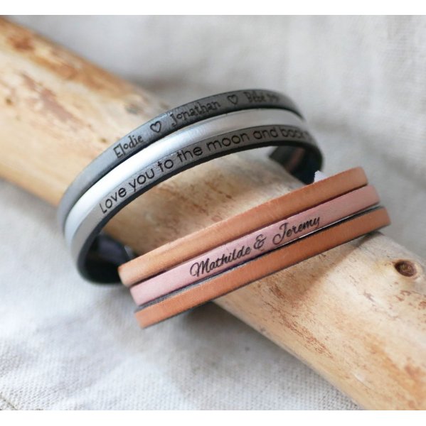 Cuff bracelet trio of leather to customize 