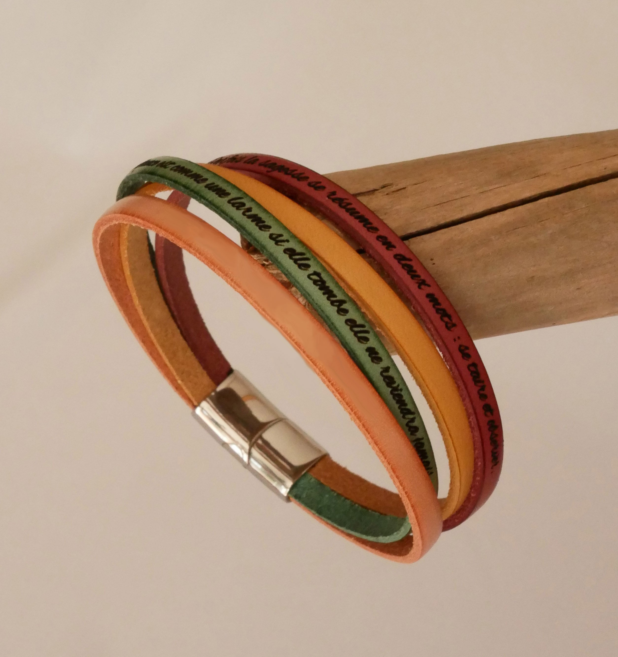 Cuff bracelet in a choice of 4 leathers