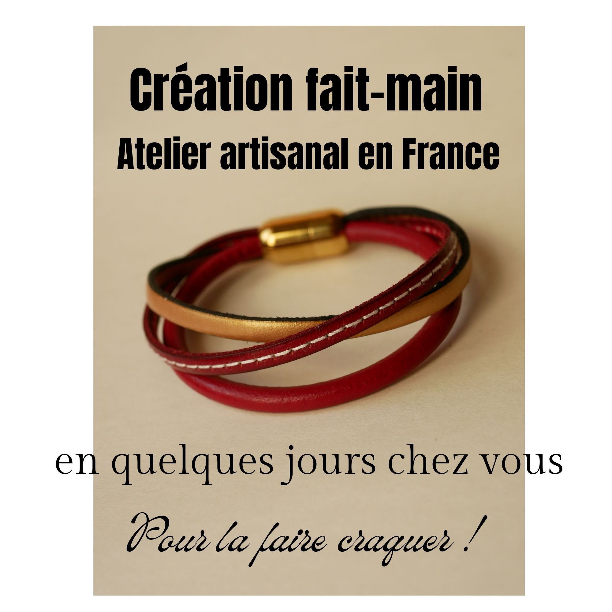 Red and Gold multi-leather women's cuff bracelet