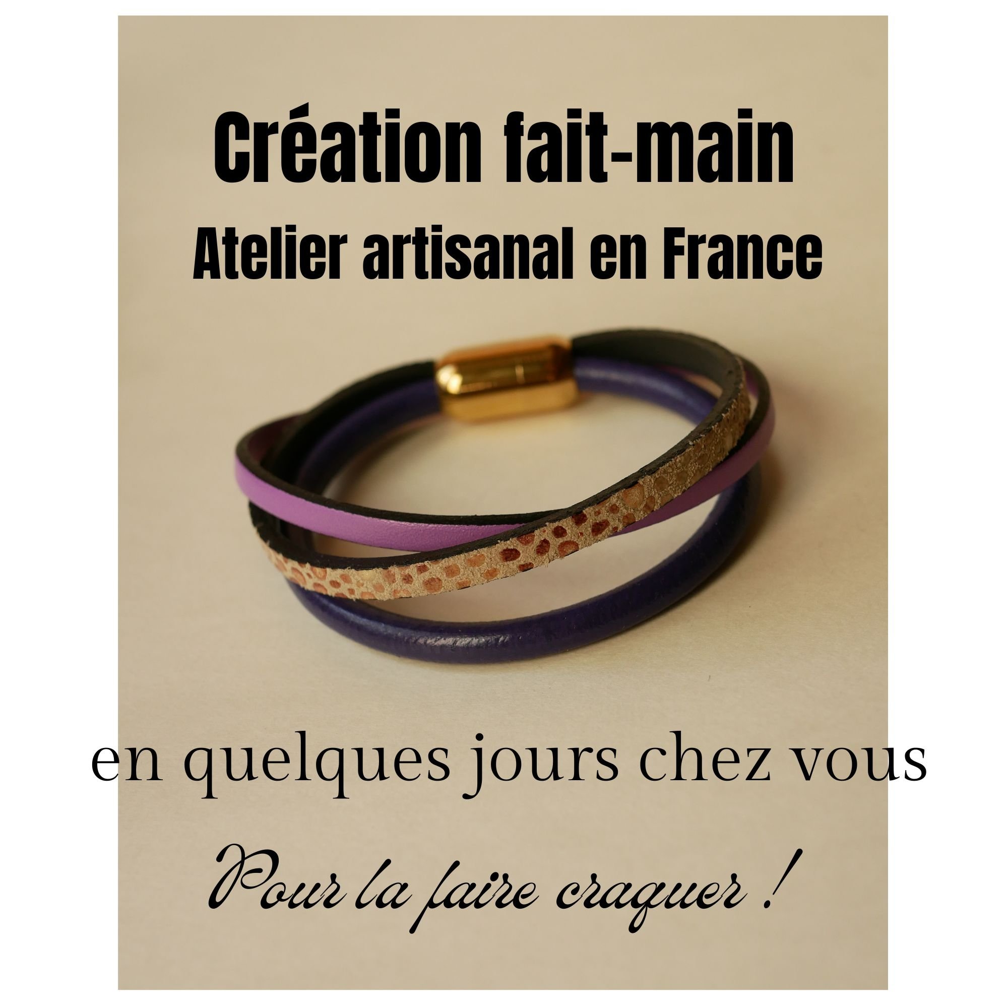 Purple and gold multi-leather women's cuff bracelet