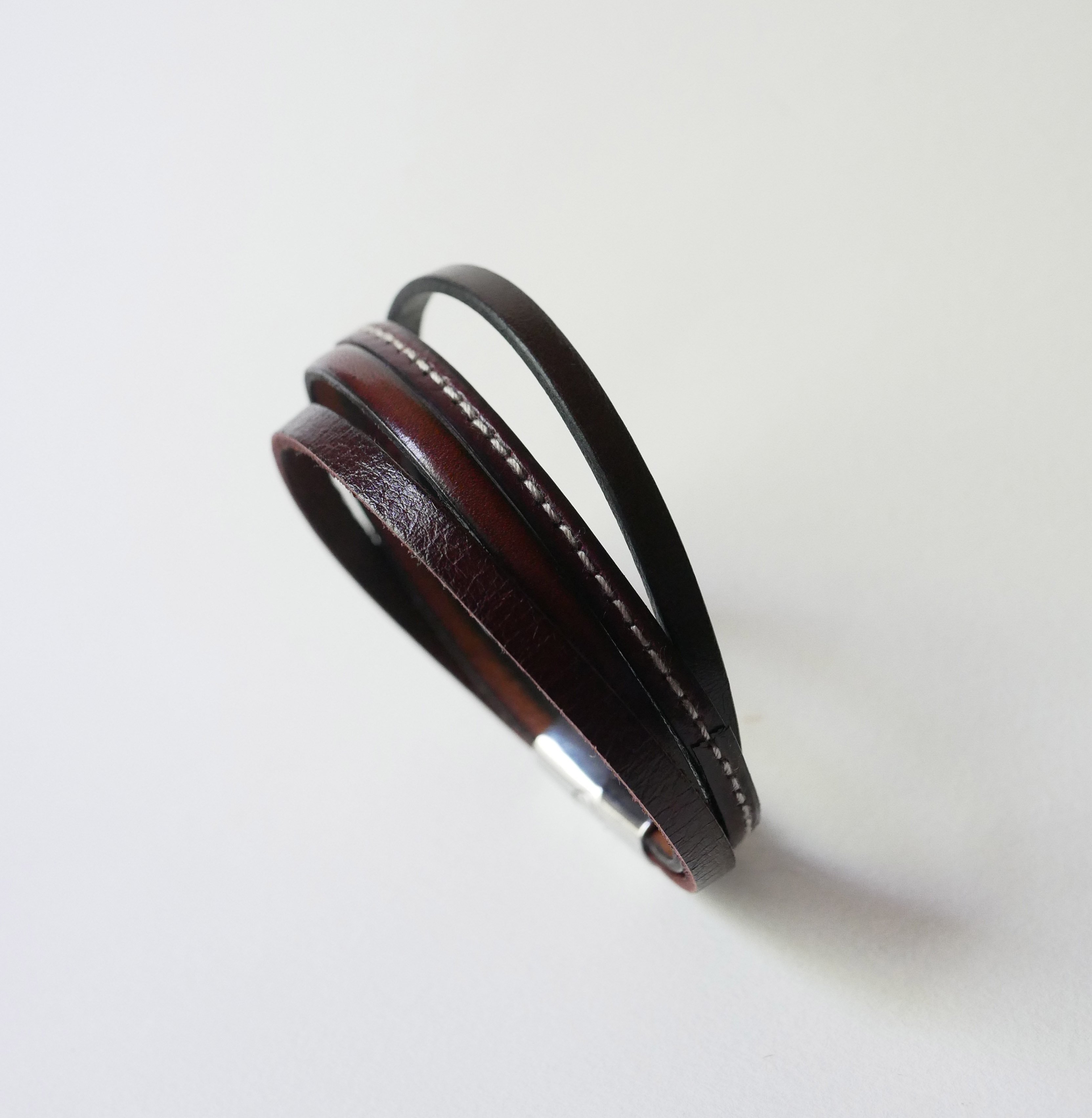 Men's brown multi-leather cuff bracelet