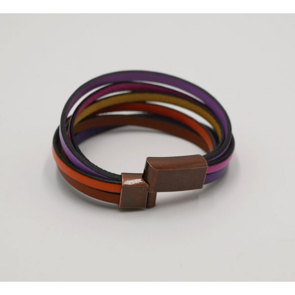 Cuff bracelet multi-leathers tonic colors