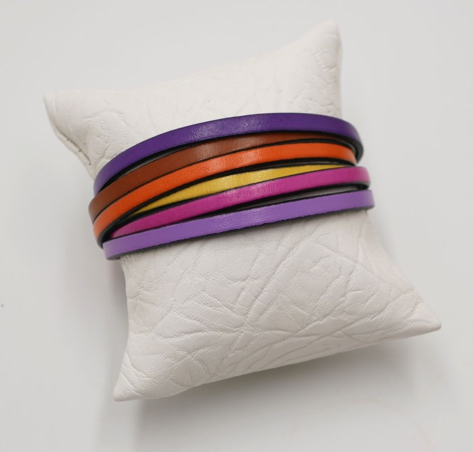 Cuff bracelet multi-leathers tonic colors