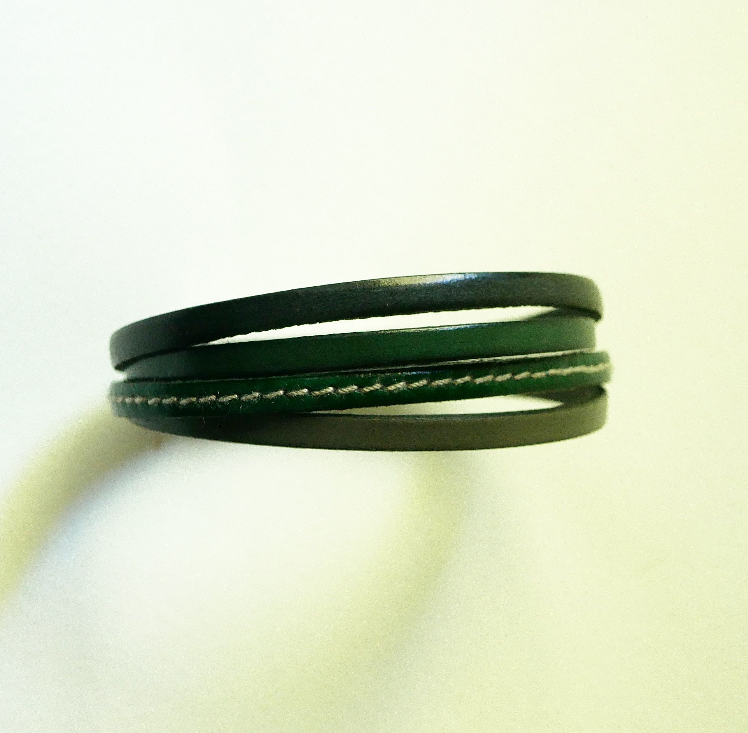 Green &amp; Grey multi-leather cuff bracelet for men