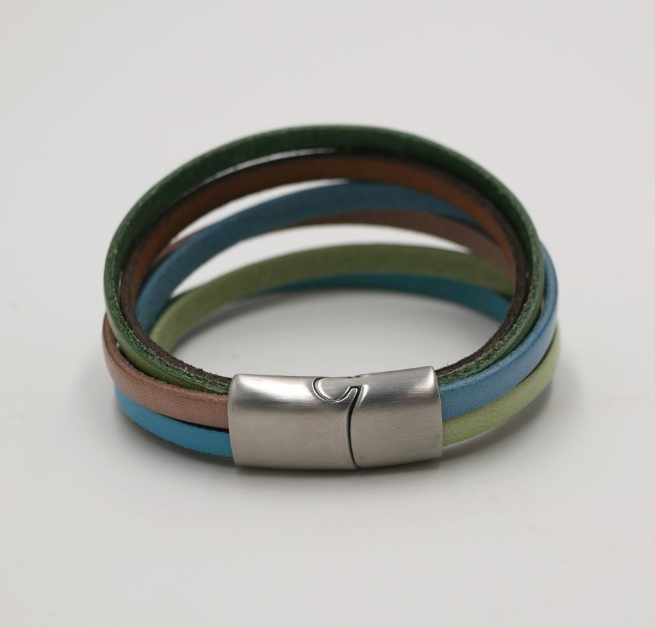 Multi-leather cuff bracelet pastel colors