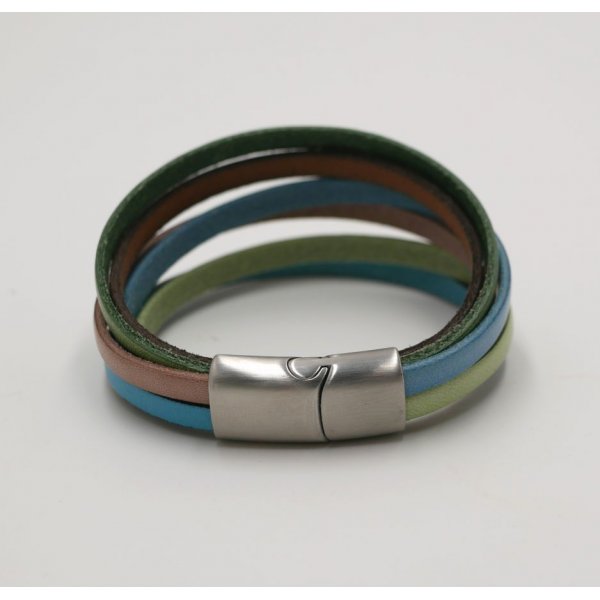 Multi-leather cuff bracelet pastel colors