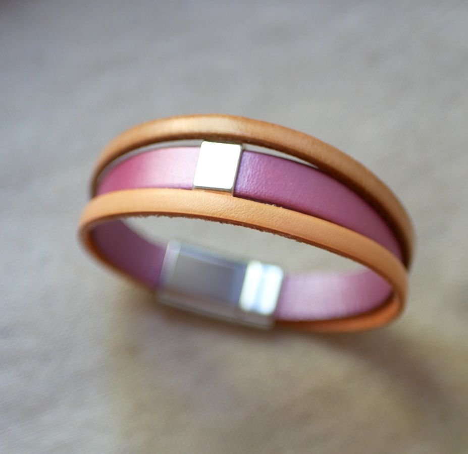 Peach and Rose cuff bracelet to personalize 