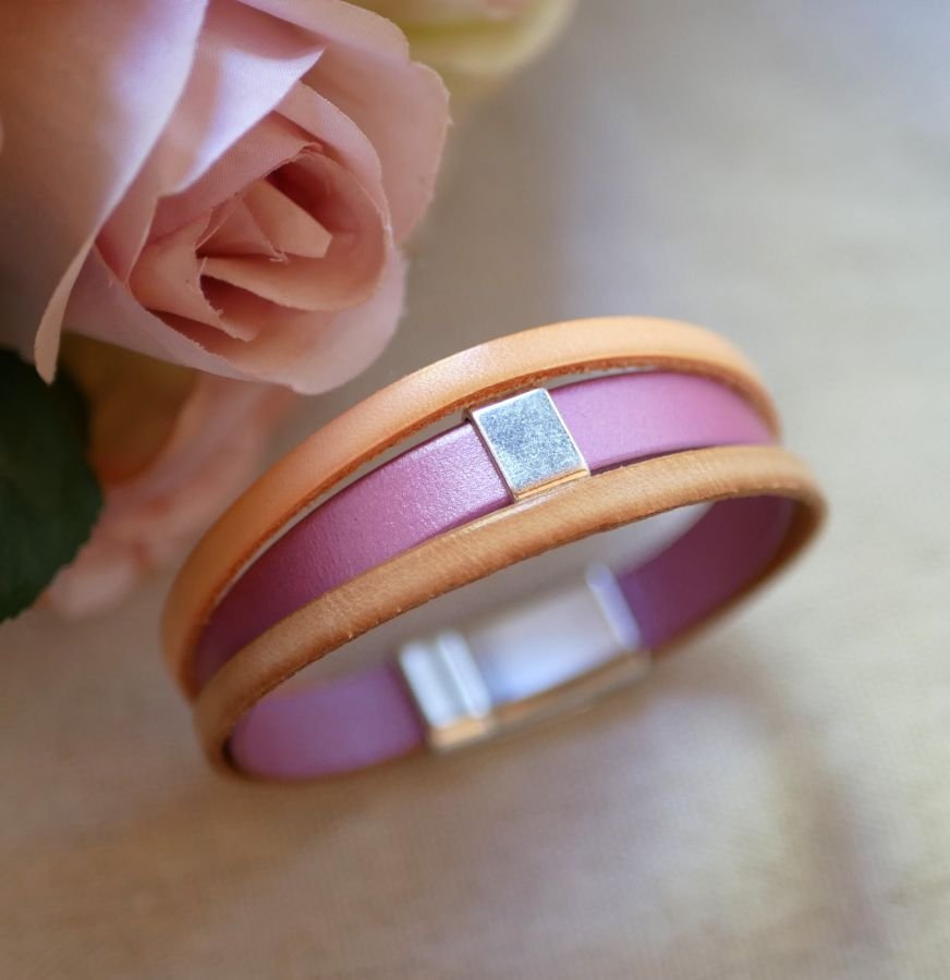 Peach and Rose cuff bracelet to personalize 