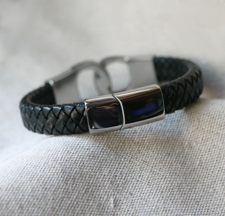 Braided leather handcuff bracelet color and size of your choice