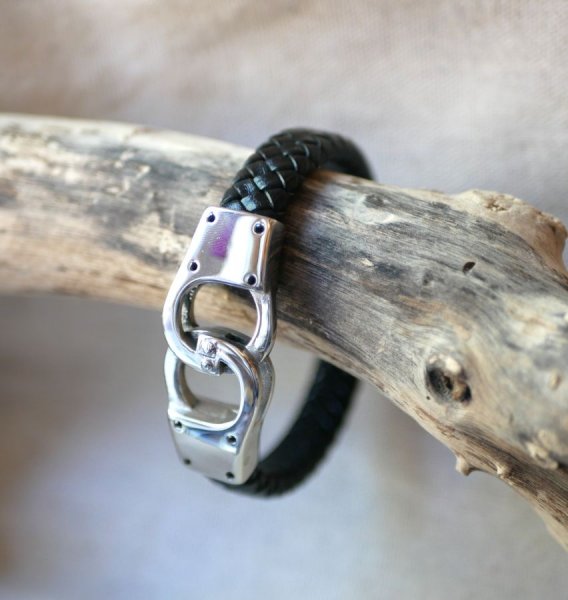 Braided leather handcuff bracelet color and size of your choice