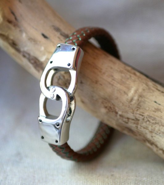 Braided leather handcuff bracelet color and size of your choice