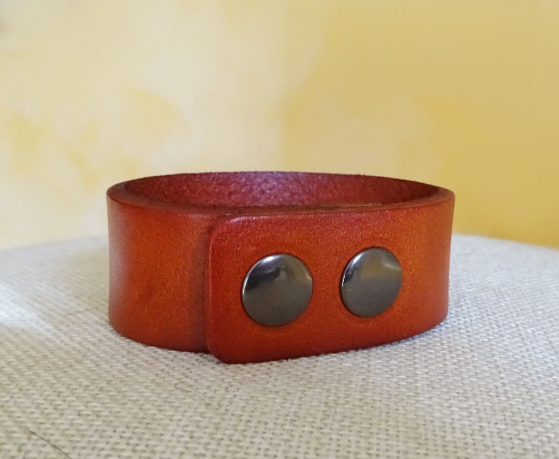 Custom engraved Camel leather cuff bracelet