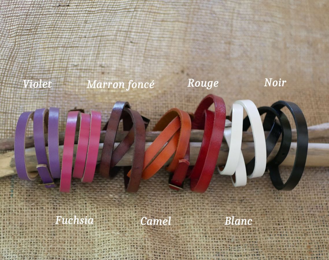 Mixed bracelet 3 turns in leather color of your choice