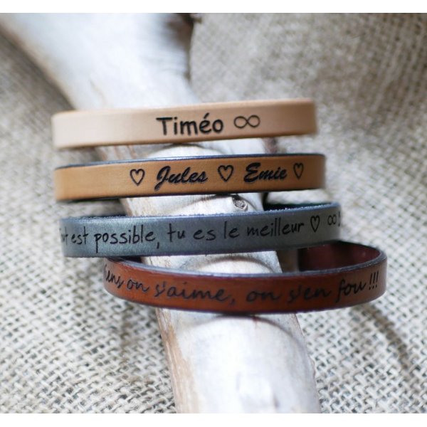 Customizable engraved leather bracelet for men choice of clasp 