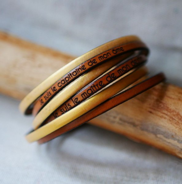 Customizable multi-turn leather bracelet duo for women or men