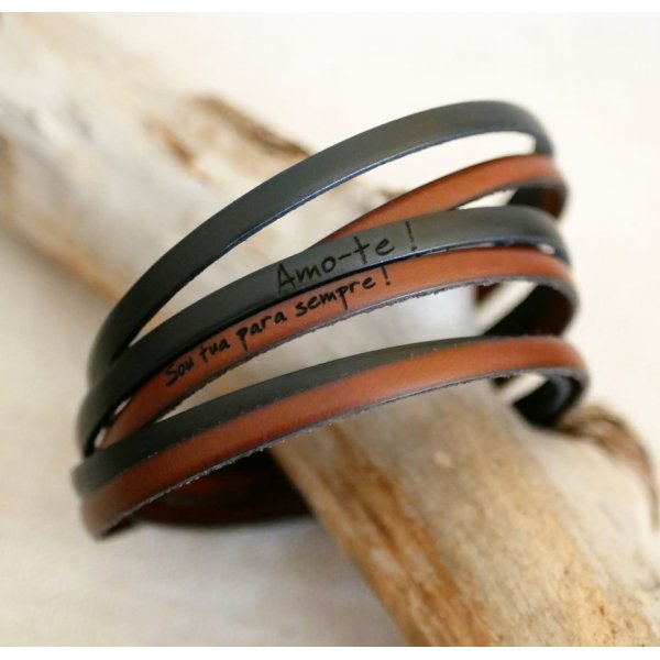 Customizable multi-turn leather bracelet duo for women or men