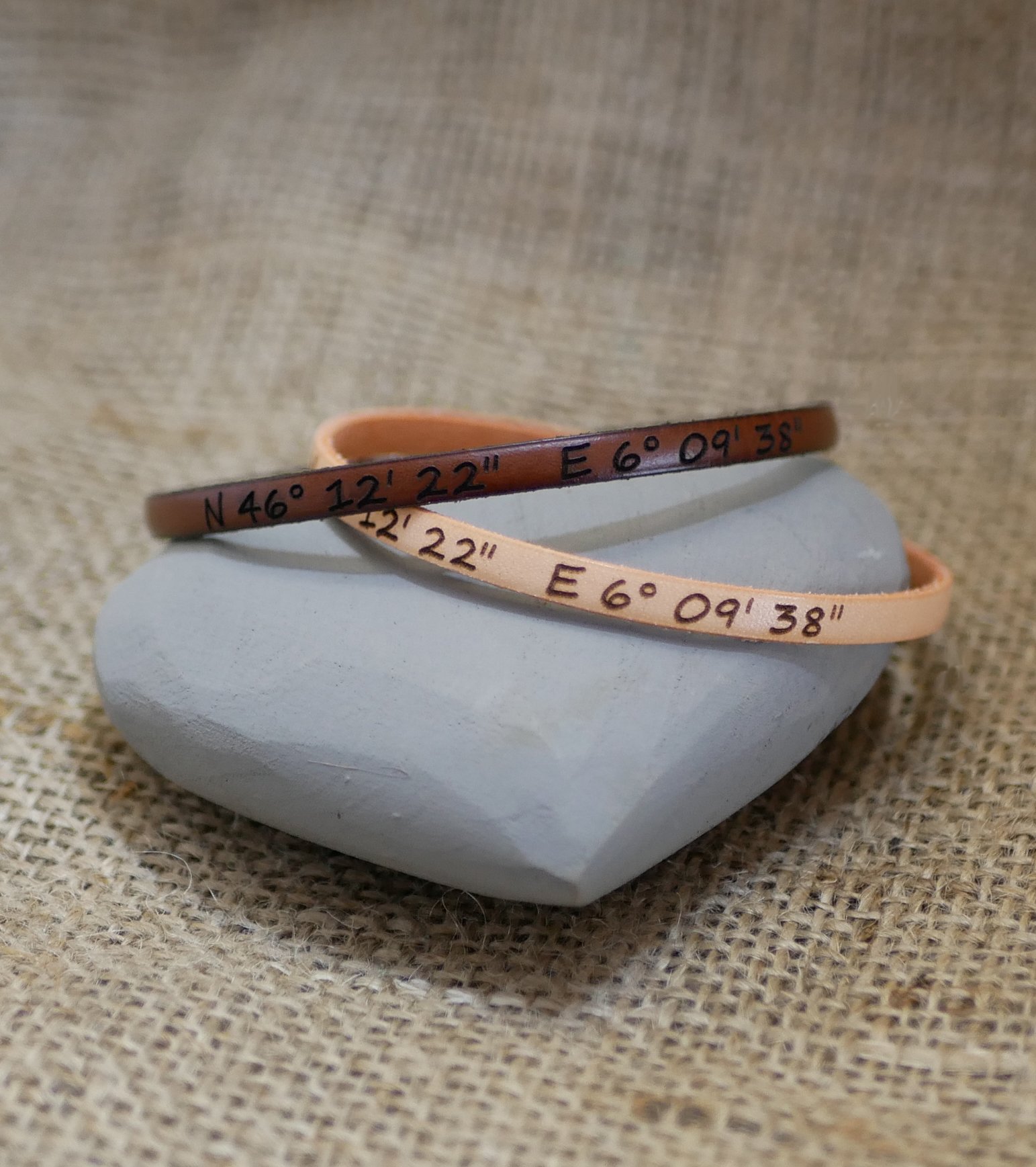 Gift for a couple 2 personalized leather bracelets with the same engraving 