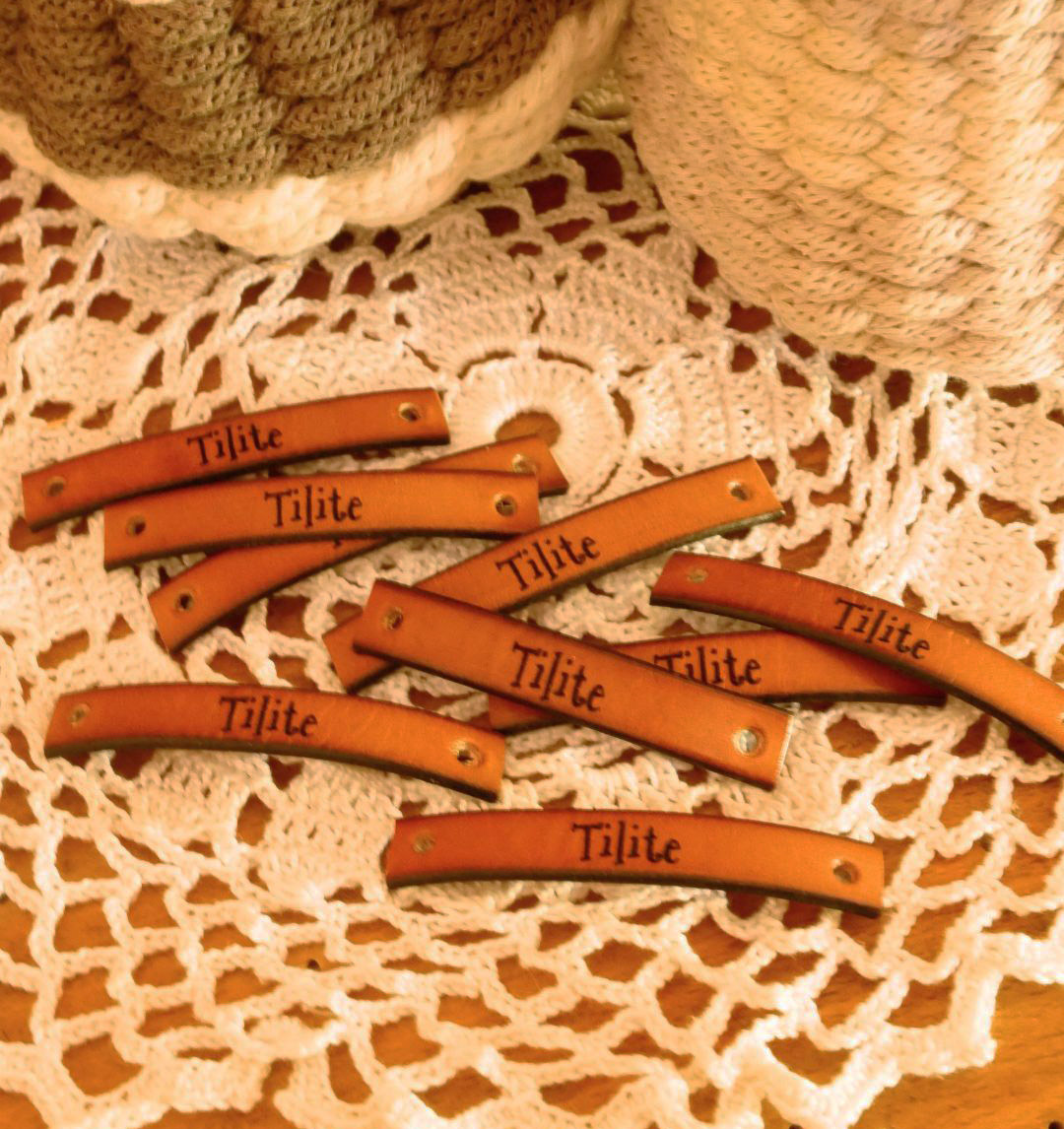 Customized leather label with engraved message