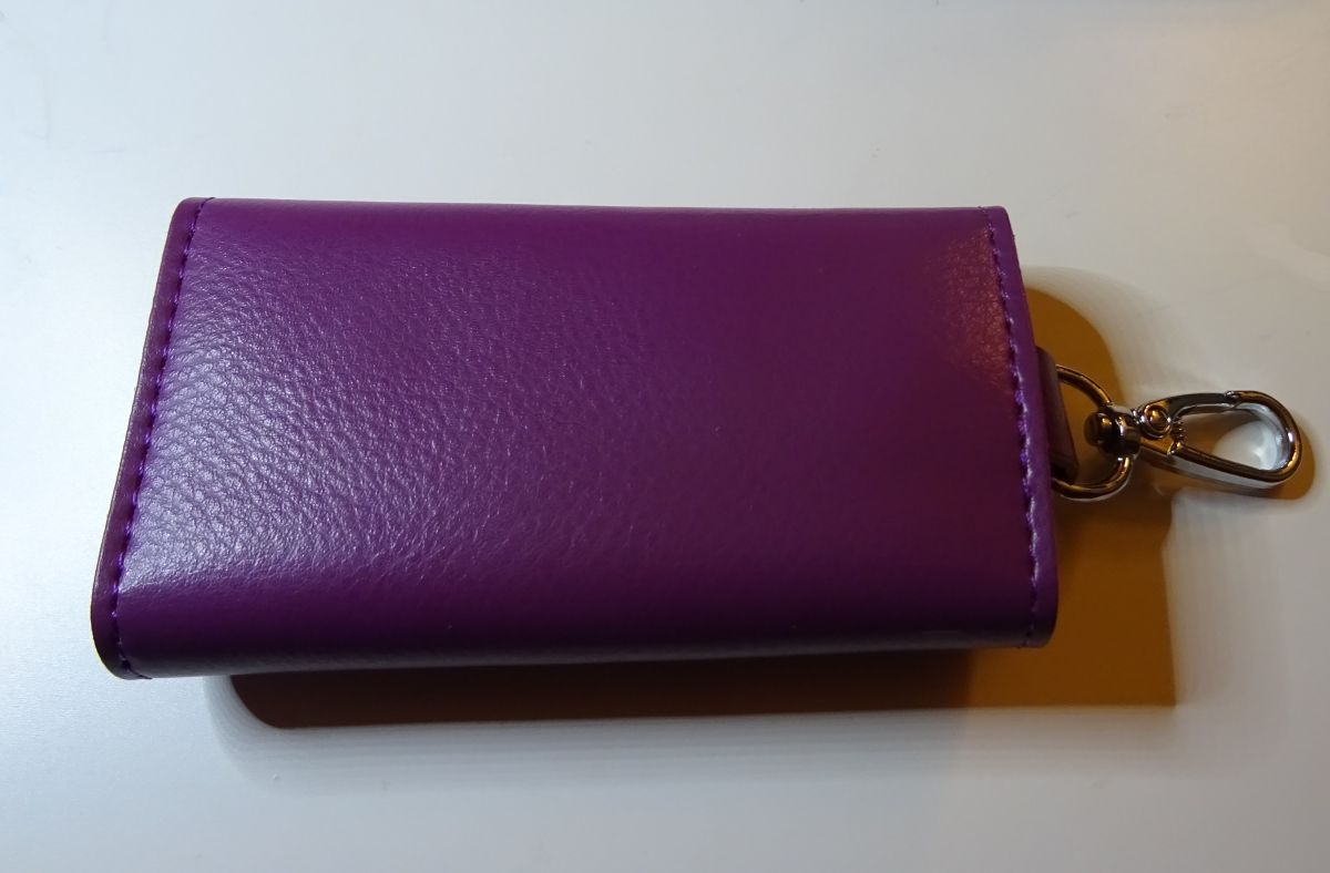 Engraved purple leather key case