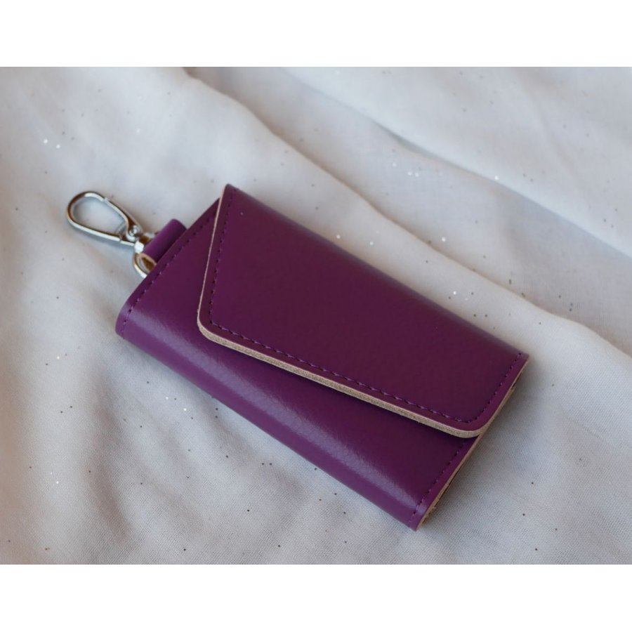 Engraved purple leather key case