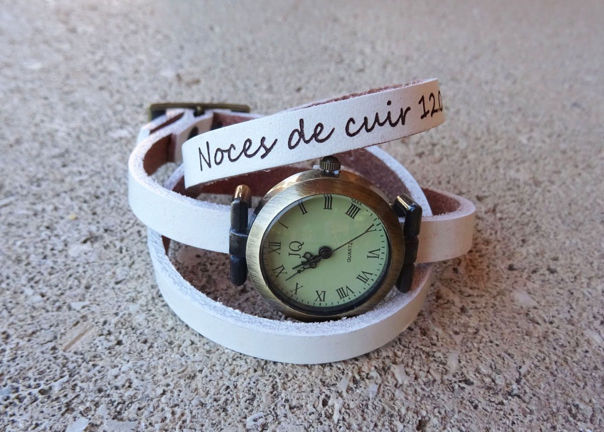 Leather bracelet watch 3 turns customizable