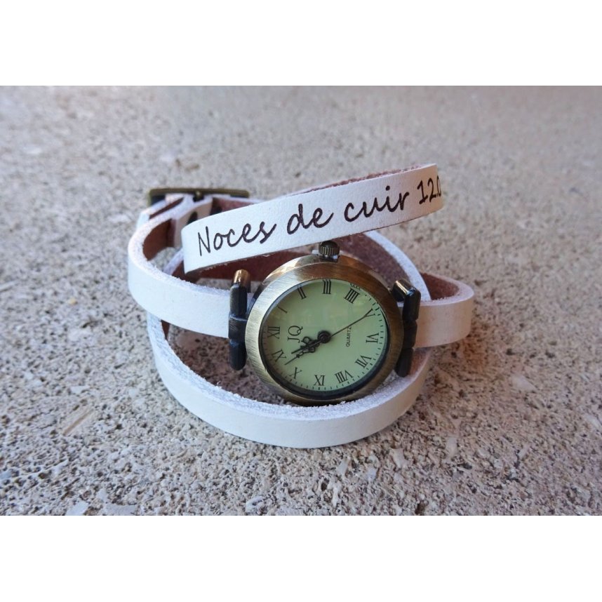 Leather bracelet watch 3 turns customizable