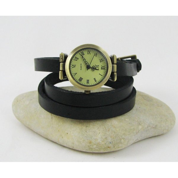 Leather bracelet watch 3 turns customizable