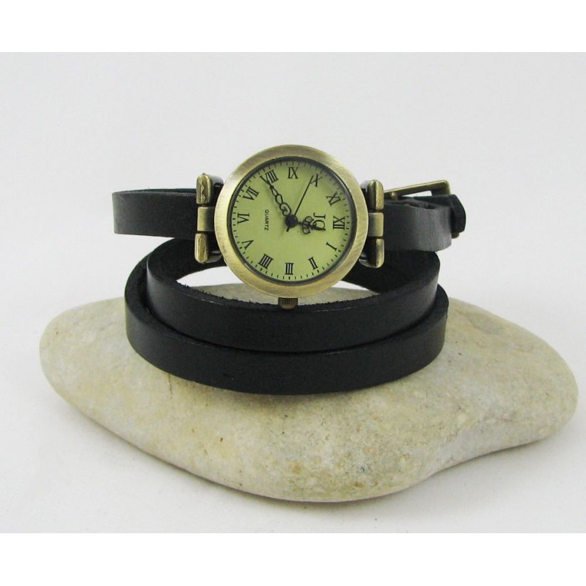 Leather bracelet watch 3 turns customizable