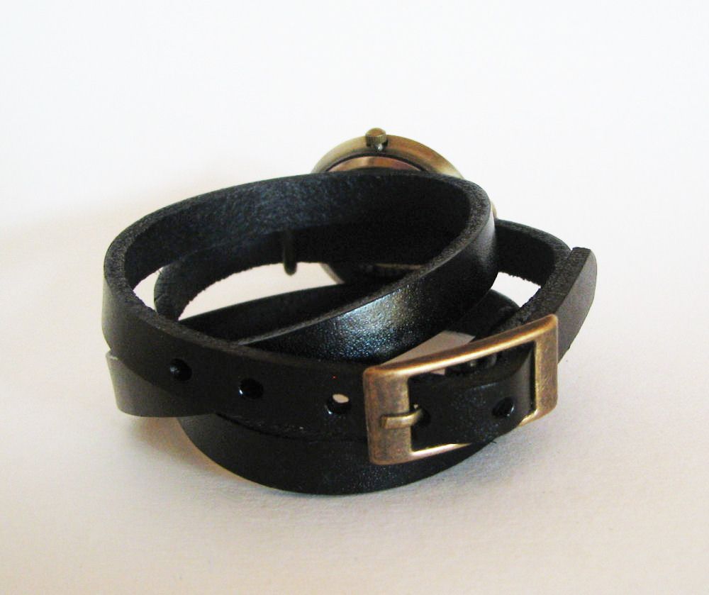 Leather bracelet watch 3 turns customizable