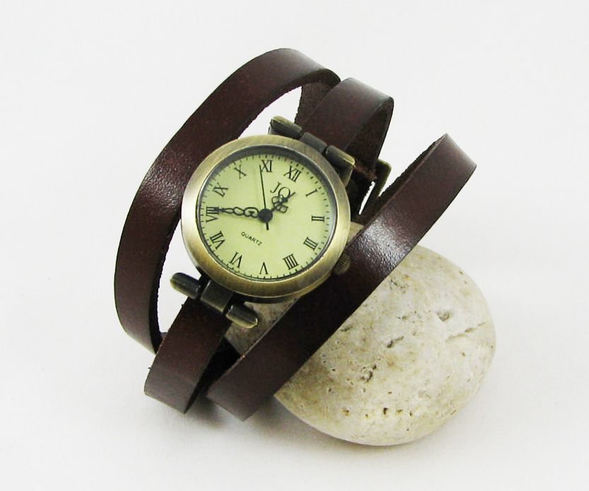 Leather bracelet watch 3 turns customizable