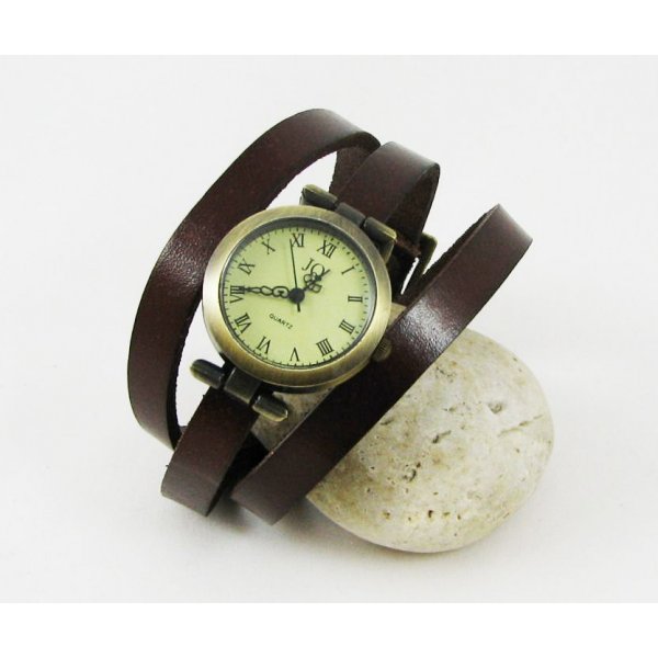 Leather bracelet watch 3 turns customizable