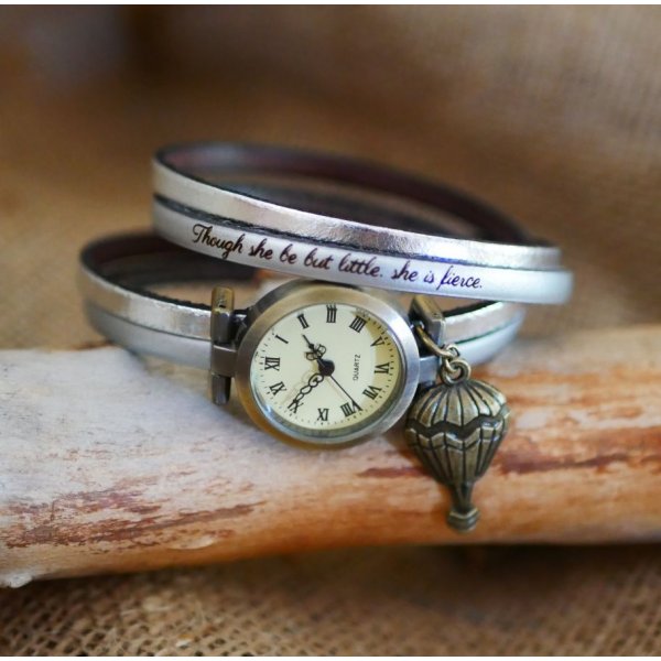 Customizable double turn leather wrist watch duo of colors