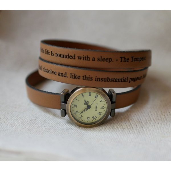 Customizable triple tour bracelet watch with bronze dial 