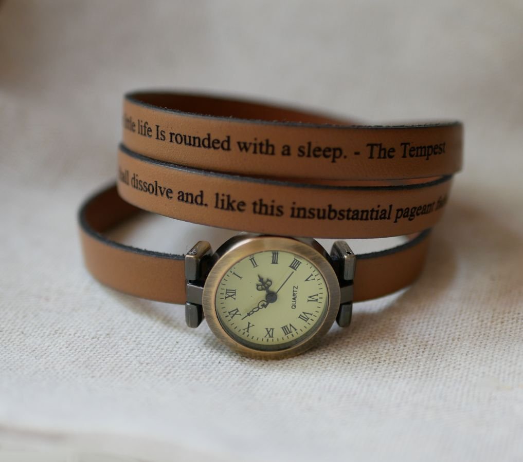 Customizable triple tour bracelet watch with bronze dial 