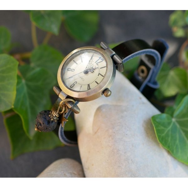 Watch charm lava stone diffuser with leather strap of your choice