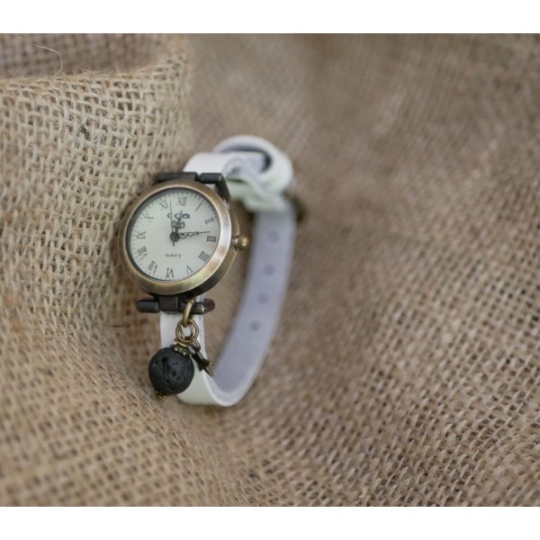 Watch charm lava stone diffuser with leather strap of your choice