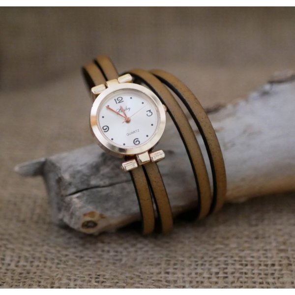 Watch with pink gold dial and double-lap bracelet to personalize