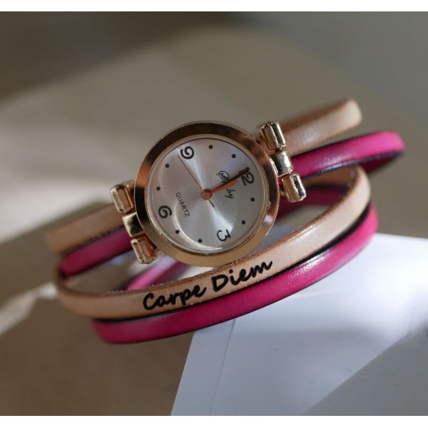 Watch with pink gold dial and double-lap bracelet to personalize