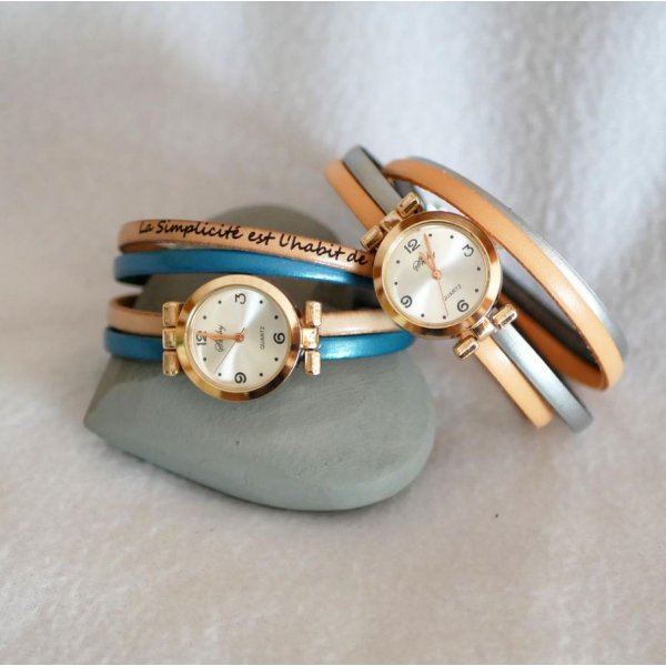 Watch with pink gold dial and double-lap bracelet to personalize