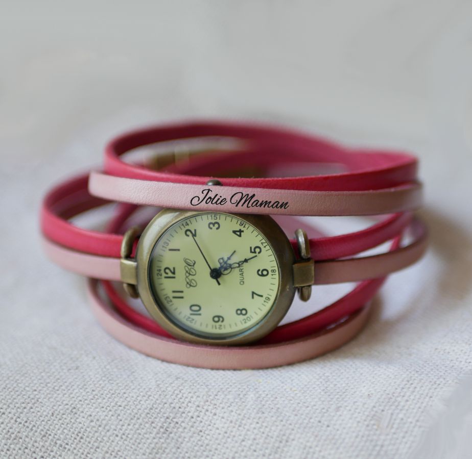 Vintage bronze dial watch with triple leather strap