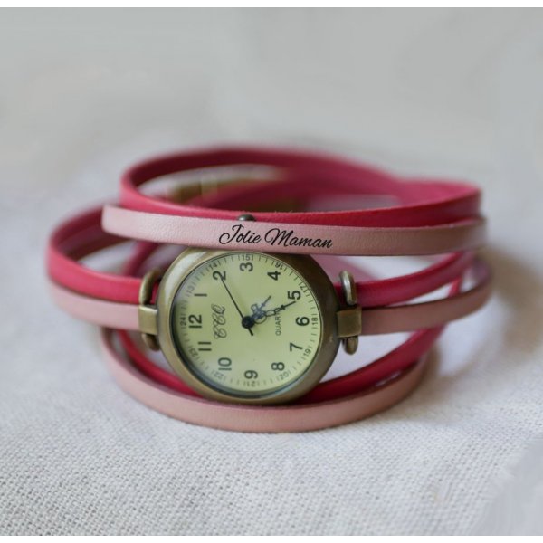 Vintage bronze dial watch with triple leather strap