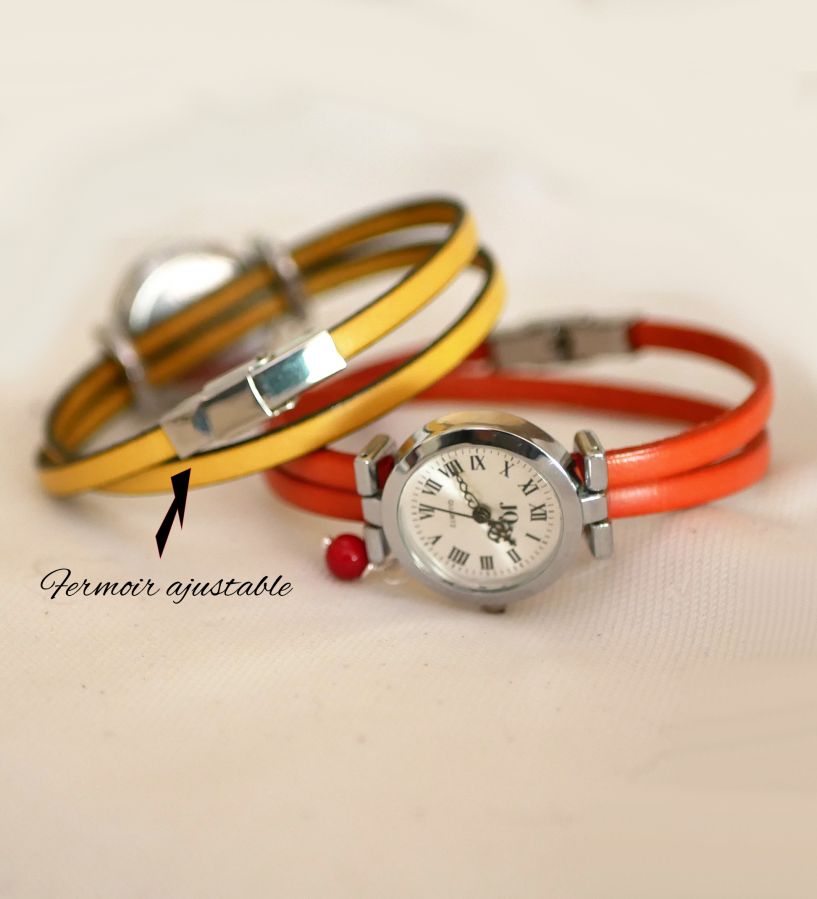 Customizable and colorful leather jewelry watch for women