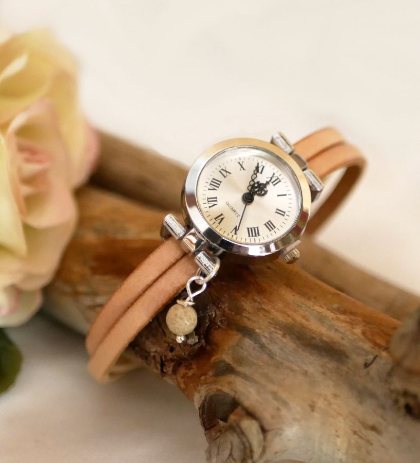 Customizable and colorful leather jewelry watch for women